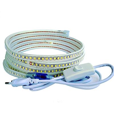 Ahorraluz Tira Led de 220v 5730 120 Led/m con INTERRUPTOR. IMPERMEABLE Blanco Frío o Cálido Waterproof IP67 strip 5630 (13M, Blanco Calido) Ahorraluz Tira Led de 220v 5730 120 Led/m con INTERRUPTOR. IMPERMEABLE Blanco Frío o Cálido Waterproof IP67 strip 5630 (13M, Blanco Calido)