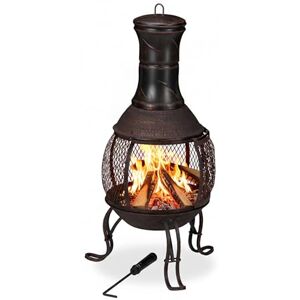 Relaxdays Chimenea Jardín, Estufa Leña, Brasero Exterior, Protección Antichispas, Terraza, Altura 89 cm, Rojo y Bronce Relaxdays Chimenea Jardín, Estufa Leña, Brasero Exterior, Protección Antichispas, Terraza, Altura 89 cm, Rojo y Bronce