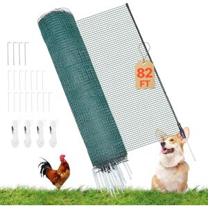 VEVOR Valla de Pollos y Perros, 0,9 m x 25 m, Malla de Protección para Jardines y Huertos, con Postes y Estacas de Doble Punta, Red Plástica de Seguridad para Cría de Animales Plantas, Color Verde VEVOR Valla de Pollos y Perros, 0,9 m x 25 m, Malla de Protección para Jardines y Huertos, con Postes y Estacas de Doble Punta, Red Plástica de Seguridad para Cría de Animales Plantas, Color Verde