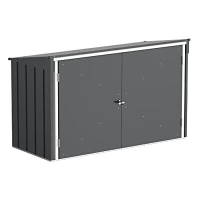 Duramax Caja de Basura para 3 Cubos de Basura con Apertura Superior y Puertas Dobles Totalmente Anchas con Cerradura, Color Antracita con Adornos blanquecinos Duramax Caja de Basura para 3 Cubos de Basura con Apertura Superior y Puertas Dobles Totalmente Anchas con Cerradura, Color Antracita con Adornos blanquecinos