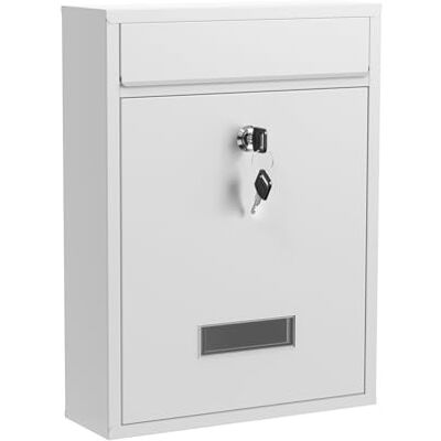 WilTec Buzón de Pared Color Blanco V10, buzón de Pared con Cerradura, Dos Llaves y Placa de identificación buzón de Acero con Recubrimiento en Polvo para Montaje en Pared WilTec Buzón de Pared Color Blanco V10, buzón de Pared con Cerradura, Dos Llaves y Placa de identificación buzón de Acero con Recubrimiento en Polvo para Montaje en Pared