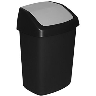 Curver Cubo de Basura con Tapa basculante 229392, de plástico, de 33,2 x 41 x 26,8 cm, con una Capacidad de 25 litros, de Color Negro y Gris Curver Cubo de Basura con Tapa basculante 229392, de plástico, de 33,2 x 41 x 26,8 cm, con una Capacidad de 25 litros, de Color Negro y Gris