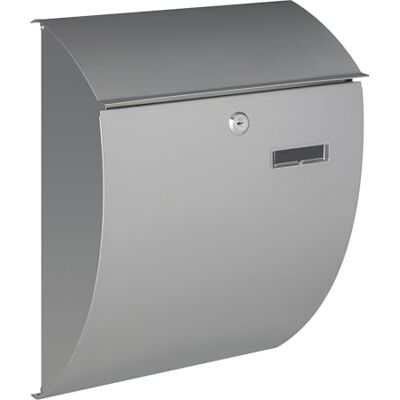 Perel Bonito buzón, Montaje en Pared, Forma Redondeada, con Soporte de Nombre, 2 Teclas, Dimensiones (H x W x D) 40 x 31 x 16 cm, Plata Perel Bonito buzón, Montaje en Pared, Forma Redondeada, con Soporte de Nombre, 2 Teclas, Dimensiones (H x W x D) 40 x 31 x 16 cm, Plata