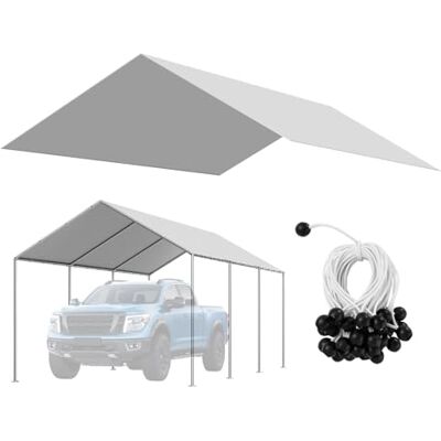 VEVOR Toldo de Repuesto para Cochera de 6 x 3,43 m, Carpa de Garaje para Coche Tela de Polietileno Resistente a los Rayos UV, para Cubrir Vehículos, Maquinaria Agrícola, Gris, Marco No Incluido VEVOR Toldo de Repuesto para Cochera de 6 x 3,43 m, Carpa de Garaje para Coche Tela de Polietileno Resistente a los Rayos UV, para Cubrir Vehículos, Maquinaria Agrícola, Gris, Marco No Incluido