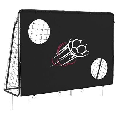 SONGMICS Portería de Fútbol con Pared de Tiro, 76 x 215 x 150 cm De Acero, Red de PE, 2 Aberturas de Tiro con Contador, para Todas las Edades, Negro, Colección SKEET SZQ215B02 SONGMICS Portería de Fútbol con Pared de Tiro, 76 x 215 x 150 cm De Acero, Red de PE, 2 Aberturas de Tiro con Contador, para Todas las Edades, Negro, Colección SKEET SZQ215B02