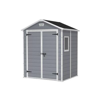 Keter Manor 6X5 Caseta de jardín, 185x152x226 cm y 2,5m2, Suelo, Sistema de ventilación, Puerta y Ventana, Resistente al Agua, Color Gris Keter Manor 6X5 Caseta de jardín, 185x152x226 cm y 2,5m2, Suelo, Sistema de ventilación, Puerta y Ventana, Resistente al Agua, Color Gris