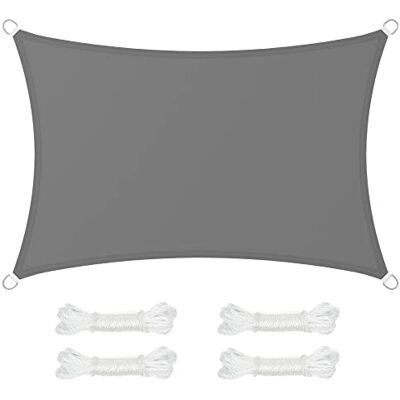 SONGMICS Vela de Sombra, 2 x 3 m, Impermeable, Protección UV 93% Rectangular, Columna de Agua de 665 mm, Cuerdas de 2 m, Terraza, Jardín, Balcón, Gris, Colección SHELD GSH23BK SONGMICS Vela de Sombra, 2 x 3 m, Impermeable, Protección UV 93% Rectangular, Columna de Agua de 665 mm, Cuerdas de 2 m, Terraza, Jardín, Balcón, Gris, Colección SHELD GSH23BK