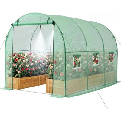 VEVOR Invernadero de Exterior 2,93 x 1,97 x 1,94 m, Invernadero de Túnel con Sistema de Riego Puerta Enrollable 6 Ventanas, Impermeable Anti-UV para Cultivos Frutas Verduras en Jardín Terraza, Verde VEVOR Invernadero de Exterior 2,93 x 1,97 x 1,94 m, Invernadero de Túnel con Sistema de Riego Puerta Enrollable 6 Ventanas, Impermeable Anti-UV para Cultivos Frutas Verduras en Jardín Terraza, Verde