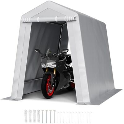 VEVOR Cobertizo de Almacenamiento para Exteriores Carpa Portátil 183x245x214 cm con 2 Puertas Enrollables Estructura Resistente, Garaje para Motocicleta, Cortacésped, Bicicleta, Herramientas, Gris VEVOR Cobertizo de Almacenamiento para Exteriores Carpa Portátil 183x245x214 cm con 2 Puertas Enrollables Estructura Resistente, Garaje para Motocicleta, Cortacésped, Bicicleta, Herramientas, Gris