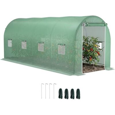 Outsunny Invernadero de Túnel 500x200x205 cm Invernadero de Jardín con Puerta Enrollable y 8 Ventanas Cubierta PE 140 g/m² Marco de Metal para Cultivo Plantas Verduras Verde Outsunny Invernadero de Túnel 500x200x205 cm Invernadero de Jardín con Puerta Enrollable y 8 Ventanas Cubierta PE 140 g/m² Marco de Metal para Cultivo Plantas Verduras Verde