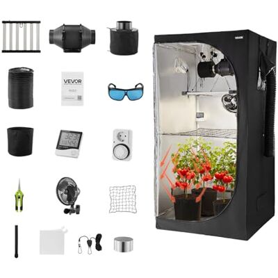 VEVOR Armario de Cultivo Interior 100x100x200 cm, Carpa de Cultivo con luz LED de Espectro Completo y Sistema de Ventilación, Mylar 600D de Alta Reflectancia, Tienda para Plantas, Flores, Verduras VEVOR Armario de Cultivo Interior 100x100x200 cm, Carpa de Cultivo con luz LED de Espectro Completo y Sistema de Ventilación, Mylar 600D de Alta Reflectancia, Tienda para Plantas, Flores, Verduras