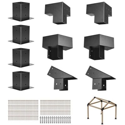 VEVOR Kit de Soportes para Pérgola de 10 x 10 cm para Techo Puntiagudo de Madera de 92 x 92 mm en Tamaño Real, de 3 o 4 Vías con Bases para Postes y Pérgolas y Cobertizos de Exterior, 14 Piezas VEVOR Kit de Soportes para Pérgola de 10 x 10 cm para Techo Puntiagudo de Madera de 92 x 92 mm en Tamaño Real, de 3 o 4 Vías con Bases para Postes y Pérgolas y Cobertizos de Exterior, 14 Piezas