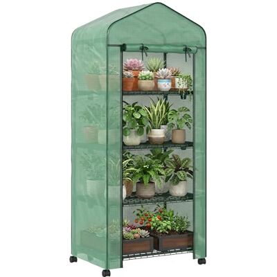Outsunny Invernadero de Exterior con 4 Estantes, 70x50x165 cm, Verde Outsunny Invernadero de Exterior con 4 Estantes, 70x50x165 cm, Verde