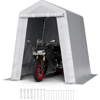 VEVOR Cobertizo de Almacenamiento para Exteriores Carpa Portátil 183x183x213 cm con Puerta Enrollable Estructura Resistente, Garaje para Motocicleta, Cortacésped, Bicicleta, Herramientas, Gris VEVOR Cobertizo de Almacenamiento para Exteriores Carpa Portátil 183x183x213 cm con Puerta Enrollable Estructura Resistente, Garaje para Motocicleta, Cortacésped, Bicicleta, Herramientas, Gris