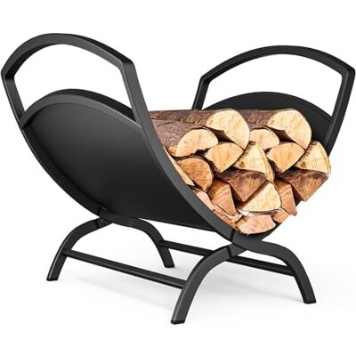 VOUNOT ® Estante Almacenamiento Leña 40.5x32x33cm Soporte de Madera Metálico, Cesto de Leña Leñero Interior y Exterior en Forma de X, Estantería Organizador para Troncos de Chimenea Plegable, Negro VOUNOT ® Estante Almacenamiento Leña 40.5x32x33cm Soporte de Madera Metálico, Cesto de Leña Leñero Interior y Exterior en Forma de X, Estantería Organizador para Troncos de Chimenea Plegable, Negro