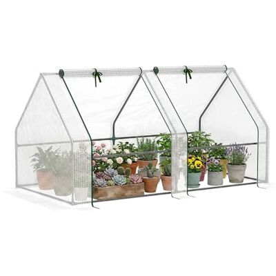 Outsunny Invernadero de Exterior 180x90x90 cm con Ventanas Blanco Outsunny Invernadero de Exterior 180x90x90 cm con Ventanas Blanco