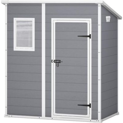 Keter Manor Pent 4X6 Caseta de jardín, 183,5x111x200,5 cm y 1,8m2, Suelo, Sistema de ventilación, Puerta y Ventana, Resistente al Agua, Color Gris Keter Manor Pent 4X6 Caseta de jardín, 183,5x111x200,5 cm y 1,8m2, Suelo, Sistema de ventilación, Puerta y Ventana, Resistente al Agua, Color Gris