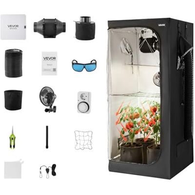 VEVOR Armario de Cultivo Interior 80 x 80 x 180 cm, Carpa de Cultivo con luz LED de Espectro Completo y Sistema de Ventilación, Mylar 600D de Alta Reflectancia, Tienda para Plantas, Flores, Verduras VEVOR Armario de Cultivo Interior 80 x 80 x 180 cm, Carpa de Cultivo con luz LED de Espectro Completo y Sistema de Ventilación, Mylar 600D de Alta Reflectancia, Tienda para Plantas, Flores, Verduras