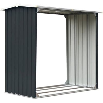 vidaXL Caseta de Jardín para Leña Acero Galvanizado Soporte Almacenaje Terraza Patio Estructuras Organizadores Duradera Resistente Gris 172x91x154cm vidaXL Caseta de Jardín para Leña Acero Galvanizado Soporte Almacenaje Terraza Patio Estructuras Organizadores Duradera Resistente Gris 172x91x154cm