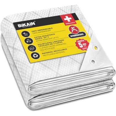 Bikain Lona Impermeable Exterior 2x3 Metros 90g/m2 Reforzada Argollas Antidesgarro Toldo 100% Impermeable y 100% Protección UV Cubretodo Múltiples Usos 3 Capas Laminado Cruzado Bikain Lona Impermeable Exterior 2x3 Metros 90g/m2 Reforzada Argollas Antidesgarro Toldo 100% Impermeable y 100% Protección UV Cubretodo Múltiples Usos 3 Capas Laminado Cruzado