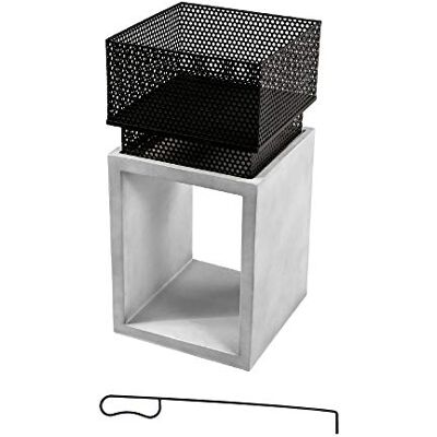 Teamson Home Jardín, Brasero de Leña de Cilindro, Hoguera para Leña, Meubles De Exterior, Chimenea de Metal, Calentador De Hoguera, Quemador de Leña con Atizador y Almacenamiento, Gris/Negro Teamson Home Jardín, Brasero de Leña de Cilindro, Hoguera para Leña, Meubles De Exterior, Chimenea de Metal, Calentador De Hoguera, Quemador de Leña con Atizador y Almacenamiento, Gris/Negro