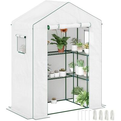 Outsunny Invernadero de Exterior de 3 Niveles 140x73x190 cm Blanco Outsunny Invernadero de Exterior de 3 Niveles 140x73x190 cm Blanco