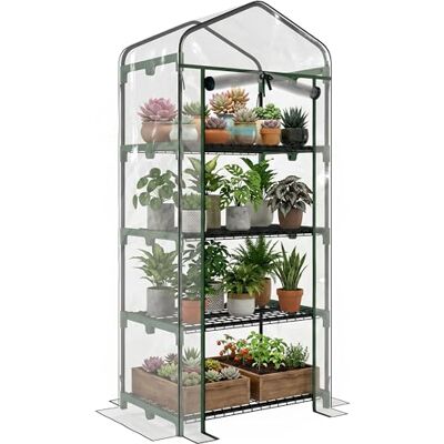 Outsunny Invernadero de Jardín con 4 Estantes y Cubierta de PVC Tipo Caseta de Tubo Acero Vivero Casero para Cultivo de Plantas Flores Macetas Balcón Terraza 70x50x160 cm Transparente Outsunny Invernadero de Jardín con 4 Estantes y Cubierta de PVC Tipo Caseta de Tubo Acero Vivero Casero para Cultivo de Plantas Flores Macetas Balcón Terraza 70x50x160 cm Transparente