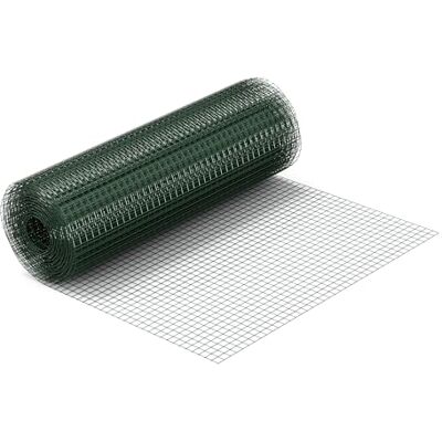 WilTec Malla de Alambre Cuadrada 19x19mm Color Verde, en Rollo de 5m Largo 50cm Alto, Acero galvanizado WilTec Malla de Alambre Cuadrada 19x19mm Color Verde, en Rollo de 5m Largo 50cm Alto, Acero galvanizado