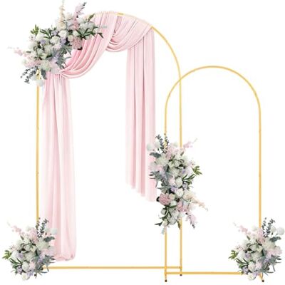 VEVOR Arco de Metal para Rosas 2 Piezas 2,2 x 1,2 m y 1,8 x 0,8 m, Soporte de Arco para Fondo Estructura Estable, para Decoración de Bodas, Fiestas de Cumpleaños, Celebraciones, Ceremonias, Dorado VEVOR Arco de Metal para Rosas 2 Piezas 2,2 x 1,2 m y 1,8 x 0,8 m, Soporte de Arco para Fondo Estructura Estable, para Decoración de Bodas, Fiestas de Cumpleaños, Celebraciones, Ceremonias, Dorado