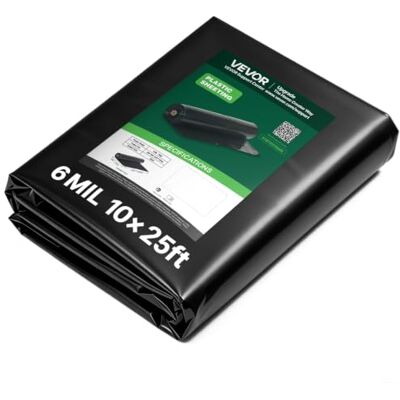 VEVOR Lámina de Plástico de Polietileno 3,05 x 7,62 m Espesor de 0,15 mm Malla Antihierbas para Jardín Huerto, Cubierta de Invernadero, Aislamiento de Jardinería, Protección para Construcción, Negro VEVOR Lámina de Plástico de Polietileno 3,05 x 7,62 m Espesor de 0,15 mm Malla Antihierbas para Jardín Huerto, Cubierta de Invernadero, Aislamiento de Jardinería, Protección para Construcción, Negro