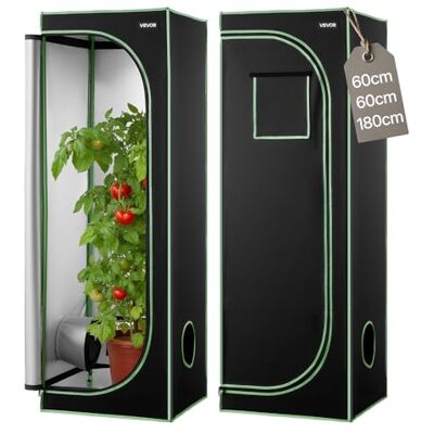 VEVOR Armario de Cultivo Interior 60x60x180 cm, Carpa de Cultivo con Ventana de Observación, Bandeja de Suelo y Cremallera, Mylar 600D de Alta Reflectancia, Tienda para Plantas, Flores, Verduras VEVOR Armario de Cultivo Interior 60x60x180 cm, Carpa de Cultivo con Ventana de Observación, Bandeja de Suelo y Cremallera, Mylar 600D de Alta Reflectancia, Tienda para Plantas, Flores, Verduras