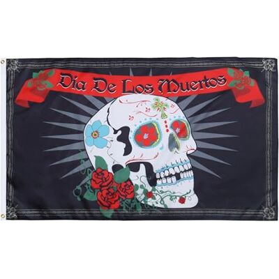 AZ FLAG Bandera Dia De Los Muertos 90x60 cm Bandera Pirata 100% Poliéster Con Ojales de Metal integrados 50g Colores Vivos Y Resistente A La Decoloración AZ FLAG Bandera Dia De Los Muertos 90x60 cm Bandera Pirata 100% Poliéster Con Ojales de Metal integrados 50g Colores Vivos Y Resistente A La Decoloración