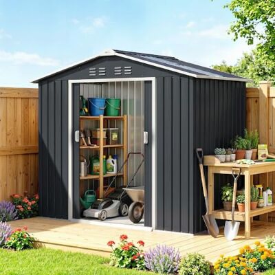 Outsunny Caseta de Jardín Exterior 2,5 m² 213x130x185 cm Gris Oscuro Outsunny Caseta de Jardín Exterior 2,5 m² 213x130x185 cm Gris Oscuro