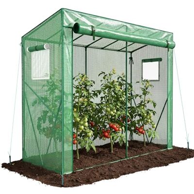 VOUNOT ® Invernadero para Tomates 200x77x170 cm, Túnel de Cultivo con Techo Inclinado, Gran Puerta y 2 Ventanas, Cubierta PE Reforzada 135g/m², para Plantas Verduras Flores, Verde VOUNOT ® Invernadero para Tomates 200x77x170 cm, Túnel de Cultivo con Techo Inclinado, Gran Puerta y 2 Ventanas, Cubierta PE Reforzada 135g/m², para Plantas Verduras Flores, Verde