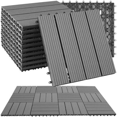 tectake ® Set Baldosas Jardín Exterior con 4 Tablones, 31 x 31 cm, Suelo Terraza Exterior Resistente, Suelo para Jardín con Base de Rejilla y Drenaje, área de 1,0571 m2 Juego de 11 Gris tectake ® Set Baldosas Jardín Exterior con 4 Tablones, 31 x 31 cm, Suelo Terraza Exterior Resistente, Suelo para Jardín con Base de Rejilla y Drenaje, área de 1,0571 m2 Juego de 11 Gris
