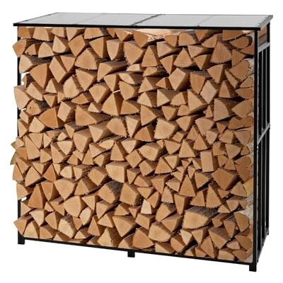VEVOR Estante de Almacenamiento de Leña 185 x 70 x 180 cm Marco de Metal con Recubrimiento en Polvo Panel de Techo Soporte de Leña Carga de 299,4 kg para Chimenea, Terraza, Patio, Jardín, Negro VEVOR Estante de Almacenamiento de Leña 185 x 70 x 180 cm Marco de Metal con Recubrimiento en Polvo Panel de Techo Soporte de Leña Carga de 299,4 kg para Chimenea, Terraza, Patio, Jardín, Negro