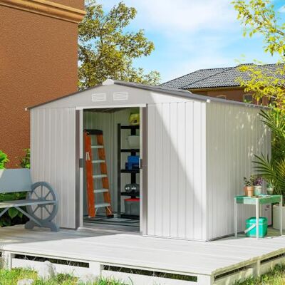 Outsunny Caseta de Jardín Exterior 4,9 m² 277x195x192 cm Plata Cobertizo de Jardín Exterior Metálico, Puerta Corredera, Ventilación, Kit de Fundación, Almacenamiento de Herramientas Outsunny Caseta de Jardín Exterior 4,9 m² 277x195x192 cm Plata Cobertizo de Jardín Exterior Metálico, Puerta Corredera, Ventilación, Kit de Fundación, Almacenamiento de Herramientas
