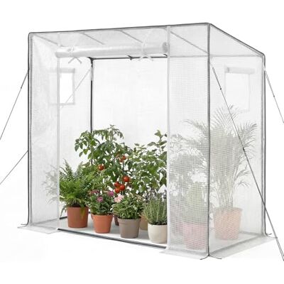 VEVOR Invernadero de Exterior 195 x 77 x 168 cm, Invernadero de Jardín con 2 Ventanas y Puerta Enrollable, Marco de Acero y Cubierta de PE, Vivero Casero para Plantas Flores en Terraza Patio, Blanco VEVOR Invernadero de Exterior 195 x 77 x 168 cm, Invernadero de Jardín con 2 Ventanas y Puerta Enrollable, Marco de Acero y Cubierta de PE, Vivero Casero para Plantas Flores en Terraza Patio, Blanco
