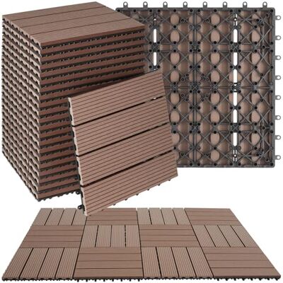 tectake ® Set Baldosas Jardín Exterior con 4 Tablones, 31 x 31 cm, Suelo Terraza Exterior Resistente, Suelo para Jardín con Base de Rejilla y Drenaje, área de 1,0571 m2 Juego de 22 Marrón tectake ® Set Baldosas Jardín Exterior con 4 Tablones, 31 x 31 cm, Suelo Terraza Exterior Resistente, Suelo para Jardín con Base de Rejilla y Drenaje, área de 1,0571 m2 Juego de 22 Marrón