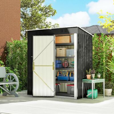 Outsunny Caseta de Jardín Exterior 1,37 m² 163x90x179 cm Gris Oscuro Cobertizo de Jardín Exterior Metálico, Puerta con Pestillo, Ranuras de Ventilación, para Almacenamiento de Herramientas Outsunny Caseta de Jardín Exterior 1,37 m² 163x90x179 cm Gris Oscuro Cobertizo de Jardín Exterior Metálico, Puerta con Pestillo, Ranuras de Ventilación, para Almacenamiento de Herramientas