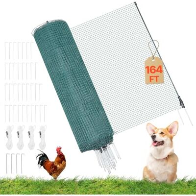 VEVOR Valla de Pollos y Perros, Red de Protección para Jardines y Huertos, con Postes y Estacas de Doble Punta, Malla Plástica de Seguridad para Aves de Corral Cría de Animales, Verde (50m×0.9m) VEVOR Valla de Pollos y Perros, Red de Protección para Jardines y Huertos, con Postes y Estacas de Doble Punta, Malla Plástica de Seguridad para Aves de Corral Cría de Animales, Verde (50m×0.9m)