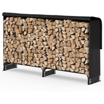 VOUNOT ® Soporte de Madera 2 Metros con Cubierta Impermeable, Estante de Registro de Chimenea para Troncos Registro de Leña con Tapa Soporte Almacenamiento de Madera para Interiores al Aire Libre Negro VOUNOT ® Soporte de Madera 2 Metros con Cubierta Impermeable, Estante de Registro de Chimenea para Troncos Registro de Leña con Tapa Soporte Almacenamiento de Madera para Interiores al Aire Libre Negro