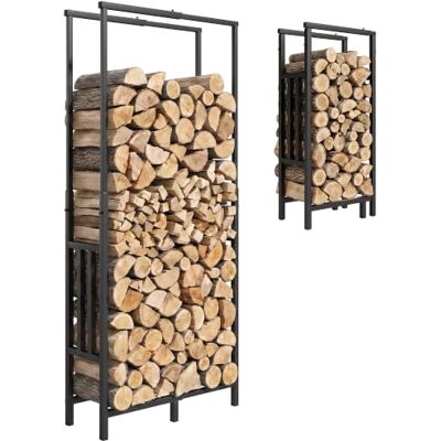 Outsunny Estante de Leña Ancho Alto Ajustables 45,5-75,5x25x98-170 cm Negro Leñero Exterior, de Acero Robusto, Soporte para Leña de Chimenea, Interior y Exterior, Carga 100 kg Outsunny Estante de Leña Ancho Alto Ajustables 45,5-75,5x25x98-170 cm Negro Leñero Exterior, de Acero Robusto, Soporte para Leña de Chimenea, Interior y Exterior, Carga 100 kg