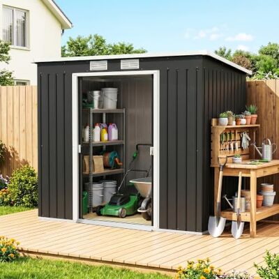 Outsunny Caseta de Jardín Exterior 2,4 m² 213x130x172 cm, Gris Oscuro Outsunny Caseta de Jardín Exterior 2,4 m² 213x130x172 cm, Gris Oscuro