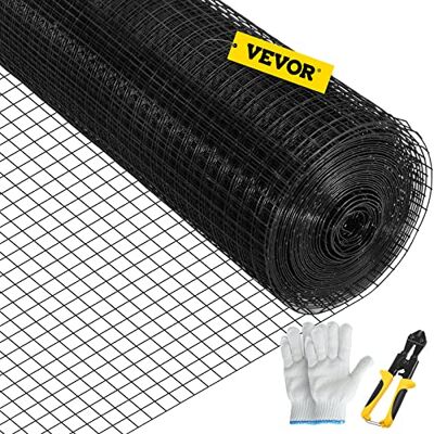 VEVOR Malla de Alambre 61 x 3048 cm Malla de Acero Galvanizado Revestida de Vinilo Malla de Calibre 16 con Pinzas de Corte y Par de Guantes de Tela para Cercas de Jardín, Cercados para Mascotas VEVOR Malla de Alambre 61 x 3048 cm Malla de Acero Galvanizado Revestida de Vinilo Malla de Calibre 16 con Pinzas de Corte y Par de Guantes de Tela para Cercas de Jardín, Cercados para Mascotas