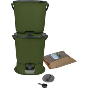 Skaza Lote de 2 compostadores Bokashi Essential 15,3 L+1 kg de Brain+1 Base Oliva Skaza Lote de 2 compostadores Bokashi Essential 15,3 L+1 kg de Brain+1 Base Oliva