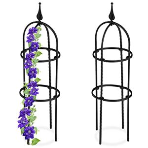 Relaxdays Obelisco Flores, Set 2, 70 cm Altura, Soporte Plantas Trepadoras, de Metal, Torre para Rosales Vertical, Negro Relaxdays Obelisco Flores, Set 2, 70 cm Altura, Soporte Plantas Trepadoras, de Metal, Torre para Rosales Vertical, Negro