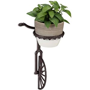 Relaxdays Soporte Macetas Pared con Forma de Bicicleta, Hierro Fundido, Marrón Oscuro, Ø 13 cm Relaxdays Soporte Macetas Pared con Forma de Bicicleta, Hierro Fundido, Marrón Oscuro, Ø 13 cm