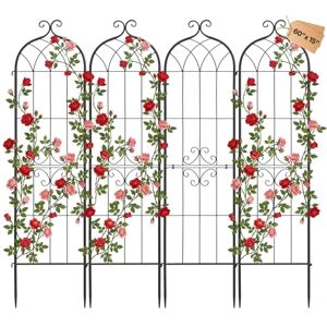 VEVOR Enrejado Metálico para Jardín, 152 x 40,5 cm, Celosías de Jardín, Conjunto de 4 Piezas, Soporte para Plantas Trepadoras, con Estacas, Acero al Carbono, Decoración, para Verduras Flores, Negro VEVOR Enrejado Metálico para Jardín, 152 x 40,5 cm, Celosías de Jardín, Conjunto de 4 Piezas, Soporte para Plantas Trepadoras, con Estacas, Acero al Carbono, Decoración, para Verduras Flores, Negro