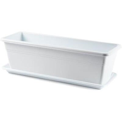 AC Jardinera con Plato Fabricado en Polipropileno PLFT Metero para Jardin Meta para Plantas y Flores Rectangular de Plástico con Agujeros de Drenaje 50 cm Color Blanco AC Jardinera con Plato Fabricado en Polipropileno PLFT Metero para Jardin Meta para Plantas y Flores Rectangular de Plástico con Agujeros de Drenaje 50 cm Color Blanco